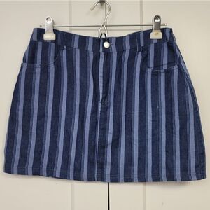 Wild honey striped denim mini skirt, large